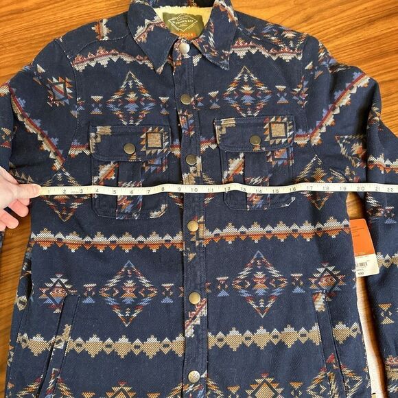 NWT St. John's Bay Men's Jacket Aztec Navajo Small Sherpa Navy Red Orange Brown - Picture 5 of 7